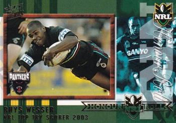 2004 Select Authentic - Honour Roll #HR5 Rhys Wesser Front